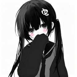 黑白丧系少女动漫头像 动漫风微信头像