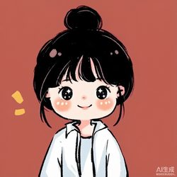 手绘丸子头元气女生头像 手绘风微信头像