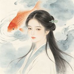 涧底锦鲤国风头像 复古风微信头像