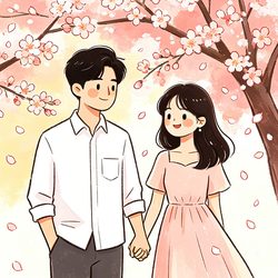 樱花之恋情侣头像 动漫风微信头像