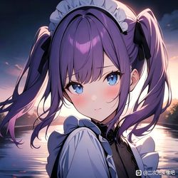 双马尾女仆动漫头 插画风微信头像