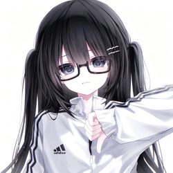 双马尾眼镜动漫女头 动漫风微信头像