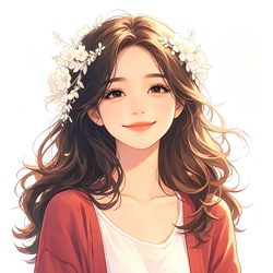 花环少女治愈插画头 治愈风微信头像