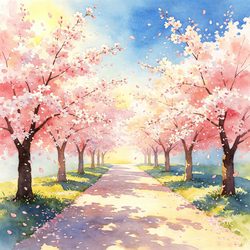 蓝天樱花小道风景头像 风景微信头像