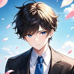 西装蓝眼日漫男头 插画风微信头像