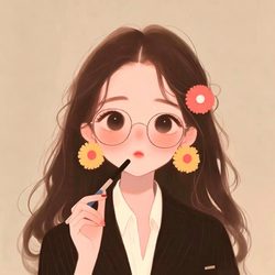 眼镜花朵治愈女头 治愈风微信头像