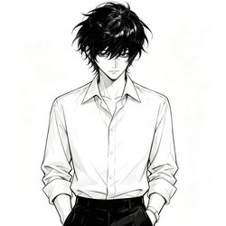 黑白漫画男生头像 动漫风微信头像