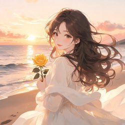 海边黄玫瑰唯美动漫风头像合集 动漫风微信头像