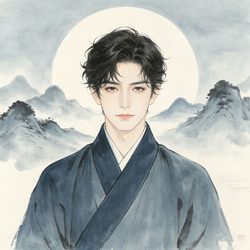 月下工笔古风少年 复古风微信头像