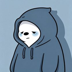 忧郁连帽白熊丧系卡通头像 卡通风微信头像