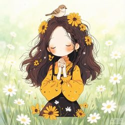 葵花少女 · 水彩治愈插画头像 插画风微信头像