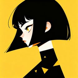 黑黄扁平风少女头像 插画风微信头像