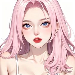 粉发二次元美女头像 动漫风微信头像