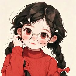 麻花辫眼镜治愈女头 治愈风微信头像