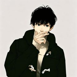 捂嘴酷帅插画男头 插画风微信头像