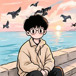 海浪替我诉说心动 手绘风微信头像