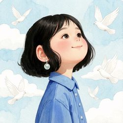 蓝衣短发少女 · 水彩治愈插画头像 插画风微信头像