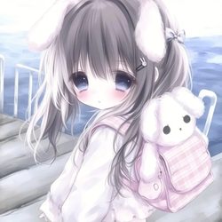 兔耳少女软萌头像 治愈风微信头像