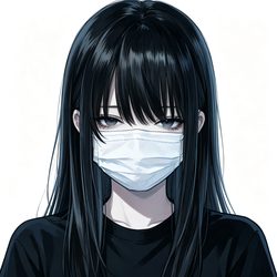 口罩漫画忧郁女头 忧郁风微信头像