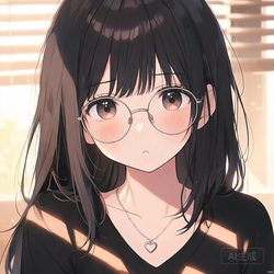 圆框眼镜温柔长发女孩头像合集 动漫风微信头像