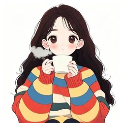捧热饮治愈卡通女头 治愈风微信头像