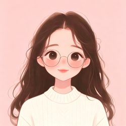眼镜插画知性女头 插画风微信头像