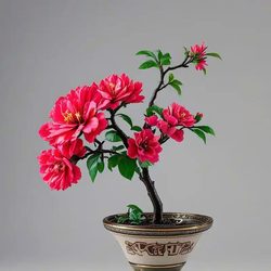 红色花卉盆栽 植物风微信头像