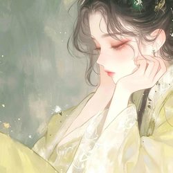 古风忧郁美女插画头像 插画风微信头像