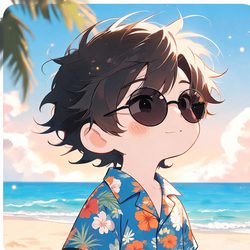 夏威夷衫墨镜少年头像 动漫风微信头像