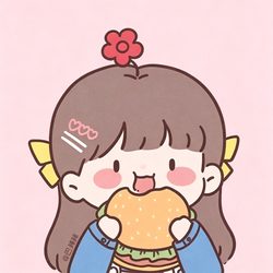 吃汉堡搞怪卡通女头 搞怪风微信头像