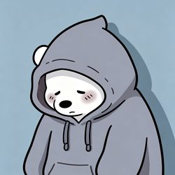 低落连帽白熊丧系卡通头像 卡通风微信头像