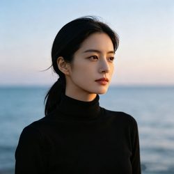 海边温柔侧脸头像 潮流风微信头像