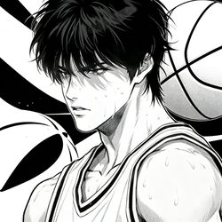 黑白漫画篮球男生头像 动漫风微信头像