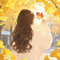 秋日文艺女生背影插画风格头像合集 潮流风微信头像
