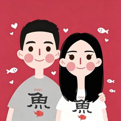 简约扁平风情侣头像 卡通风微信头像