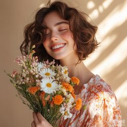 花束微卷少女 · 治愈阳光胶片 潮流风微信头像