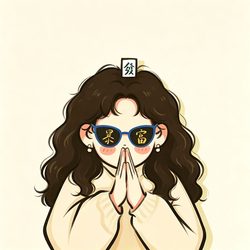 手绘麻将暴富许愿女生头像 运势头像微信头像