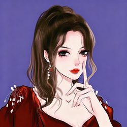 手绘御姐礼服头像 插画风微信头像