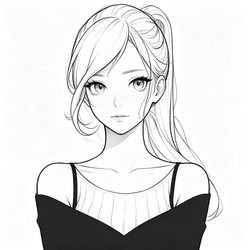 线稿少女简约头像 动漫风微信头像