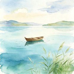 湖面芦苇小船风景头像 风景微信头像