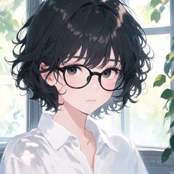 卷发白衬衫眼镜女孩头像合集 动漫风微信头像