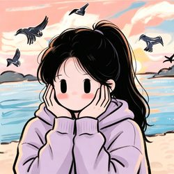 爱意藏进橘色晚霞 手绘风微信头像