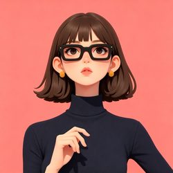 3D知性眼镜少女头像 插画风微信头像