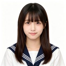 水手服黑长直女头 治愈风微信头像