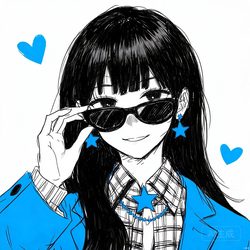 黑白漫画风潮酷女生头像合集 卡通风微信头像