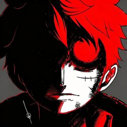 红黑暗黑红发男头 插画风微信头像