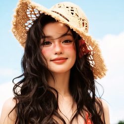 草编帽少女的夏日花园 潮流风微信头像