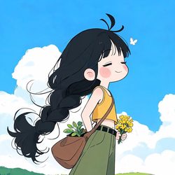 呆毛侧辫少女漫步动漫风头像合集 动漫风微信头像