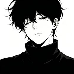 半闭眼酷帅日漫男头 插画风微信头像