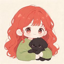 萌犬陪伴暖心女孩头像合集 动漫风微信头像